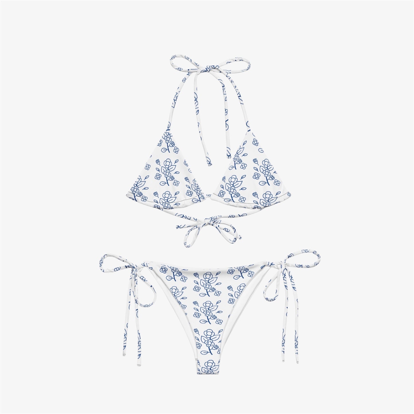 blue floral bikini