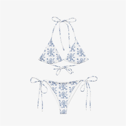 blue floral bikini
