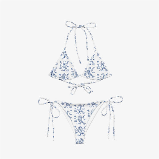 blue floral bikini