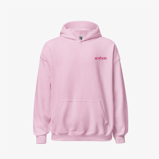 pink embroidered hoodie
