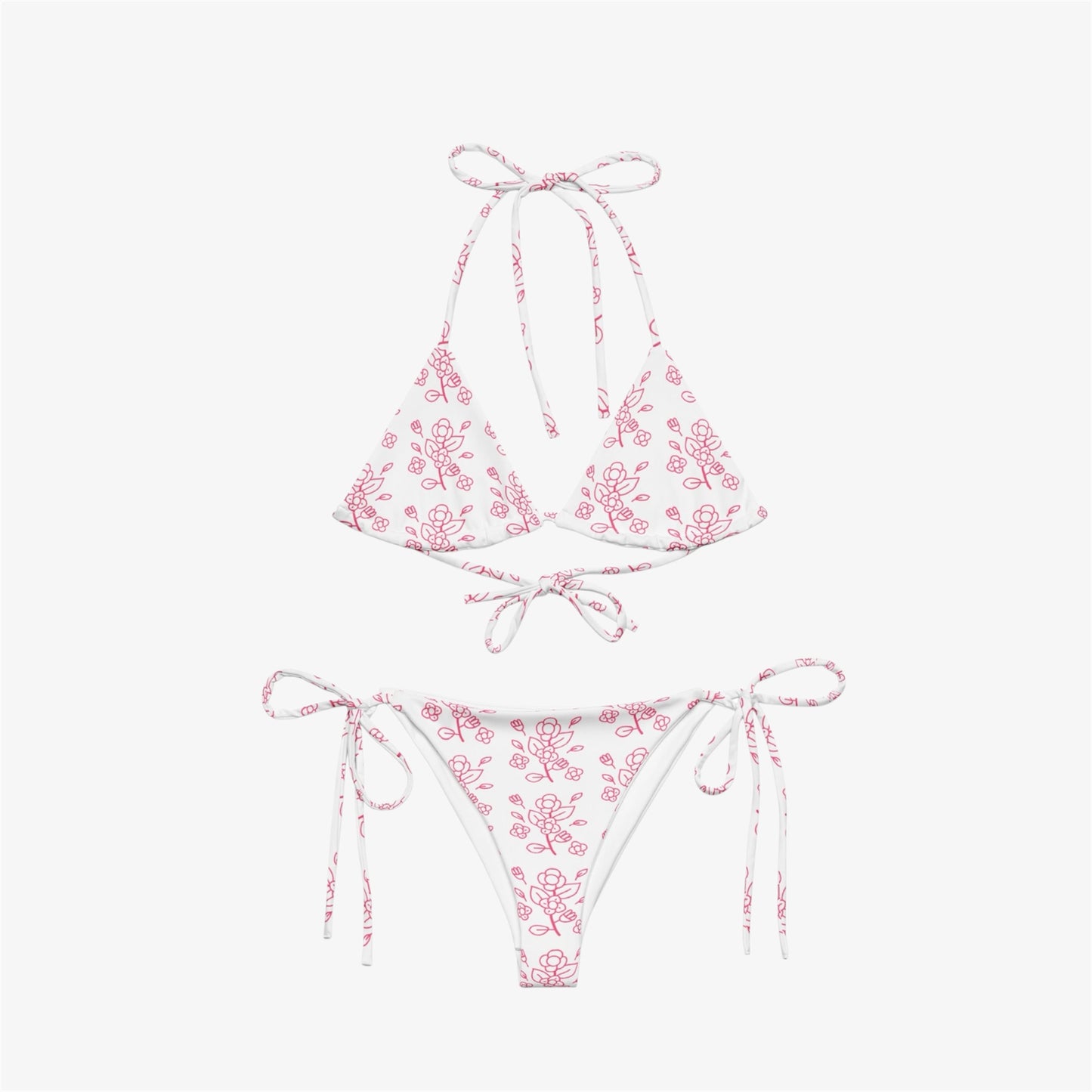 pink floral string bikini