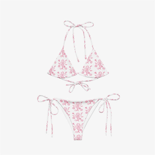 pink floral string bikini