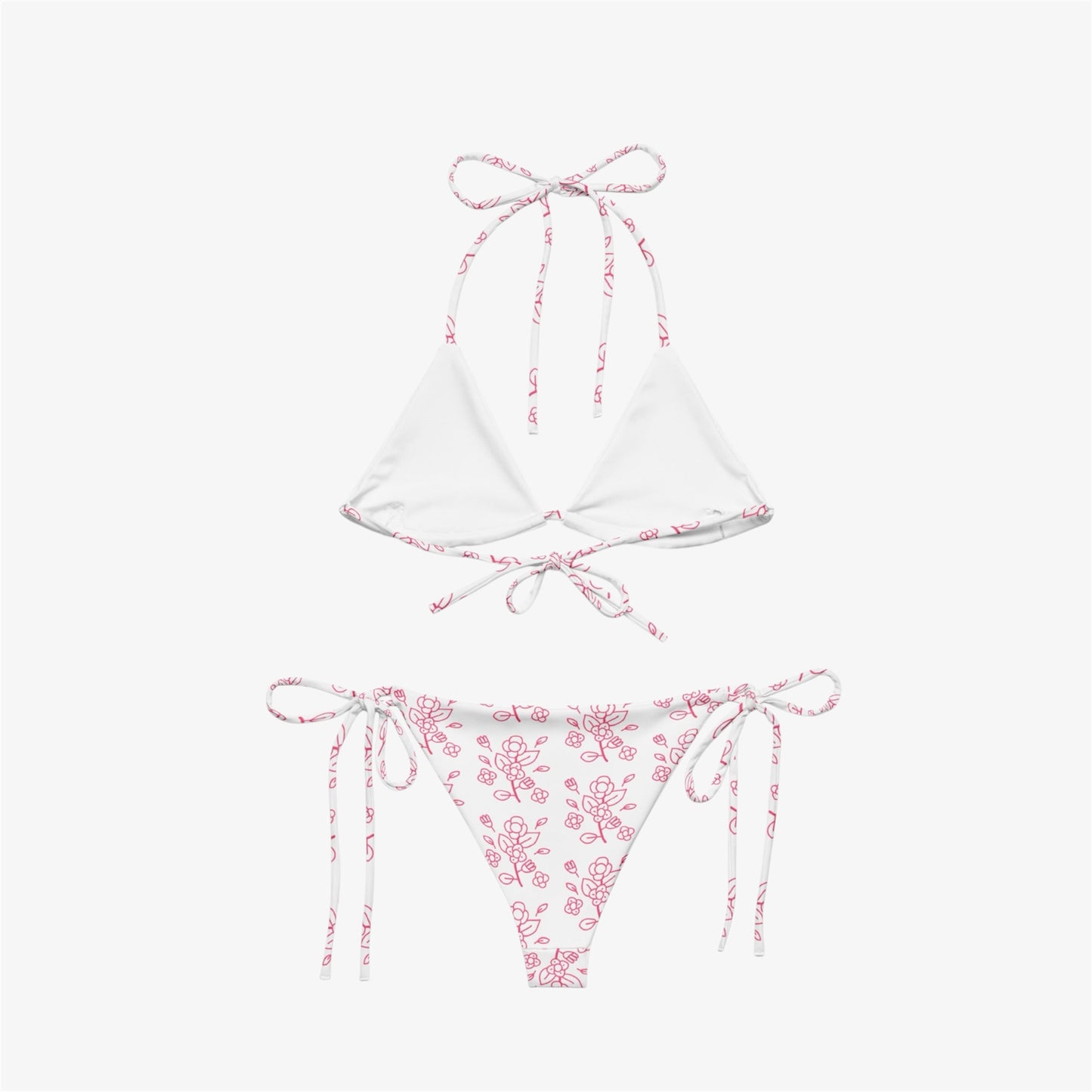 pink floral string bikini
