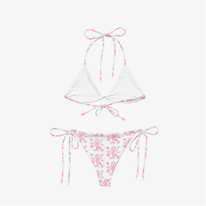 pink floral string bikini