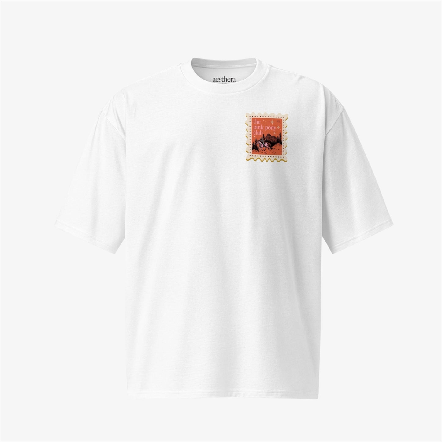 pink pony stamp oversized tee
