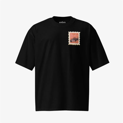 pink pony stamp oversized tee