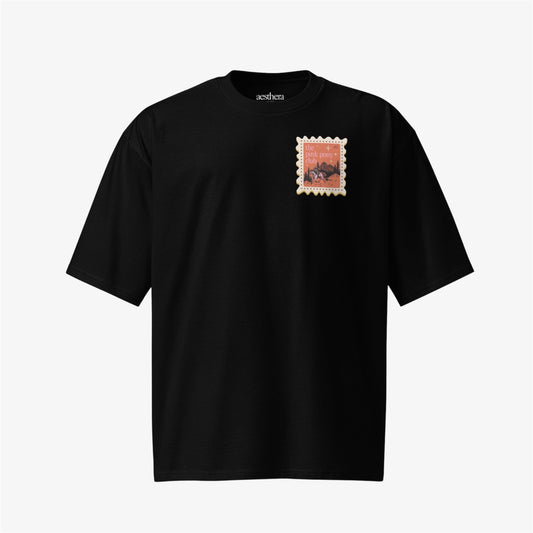 pink pony stamp oversized tee
