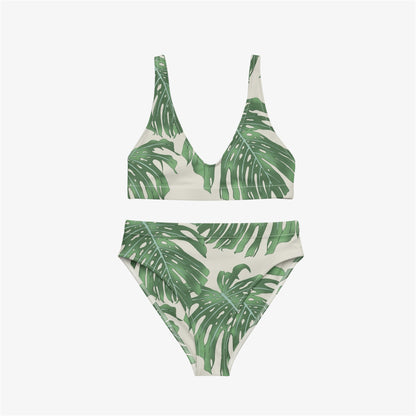 palm leaf high-waisted bikini