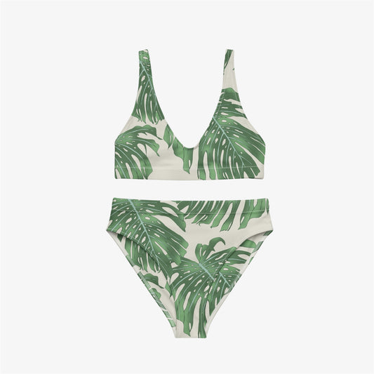 palm leaf high-waisted bikini