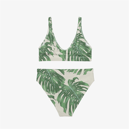 palm leaf high-waisted bikini