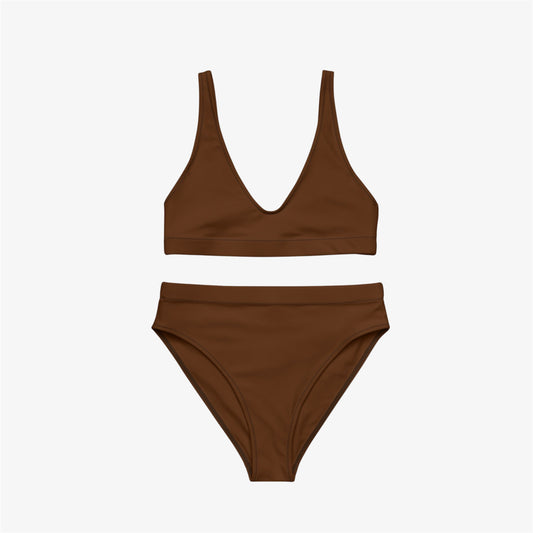 brown high-waisted bikini