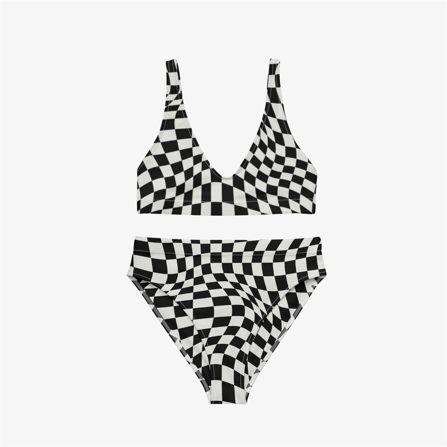 checkered high-waisted bikini