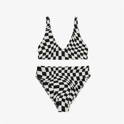 checkered high-waisted bikini