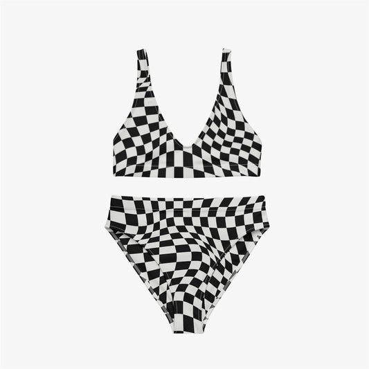 checkered high-waisted bikini