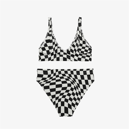 checkered high-waisted bikini