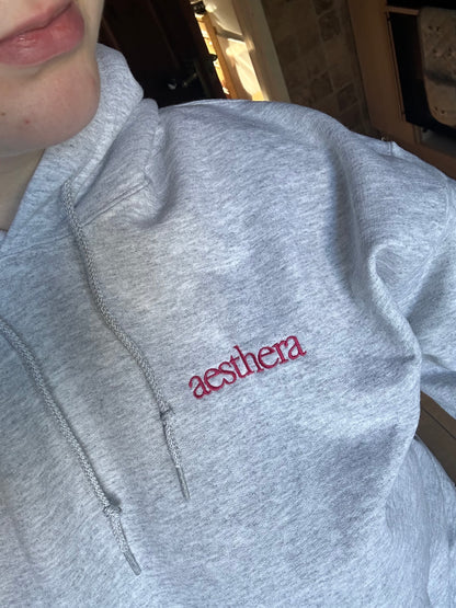 pink embroidered hoodie